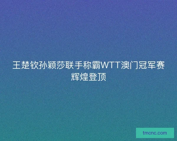 王楚钦孙颖莎联手称霸WTT澳门冠军赛辉煌登顶