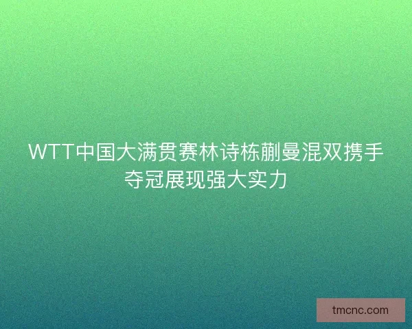 WTT中国大满贯赛林诗栋蒯曼混双携手夺冠展现强大实力