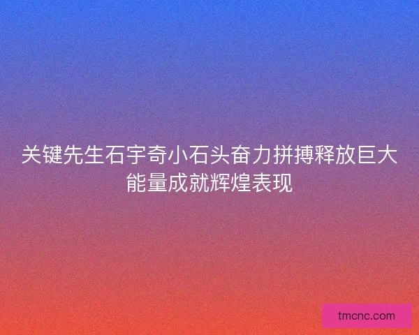 关键先生石宇奇小石头奋力拼搏释放巨大能量成就辉煌表现 关键先生石宇奇小石头奋力拼搏释放巨大能量成就辉煌表现